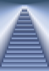 Portada de escaleras hacia el cielo en tonos azules. La escalera de la esperanza. Escalera hacia la libertad