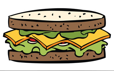 sandwich with cheese vector illustration