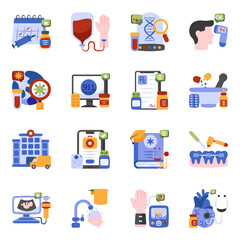 Pack of Medical and Healthcare Flat Icons

