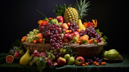 Naklejka na ściany i meble elegant fruit display food photography.Generative AI