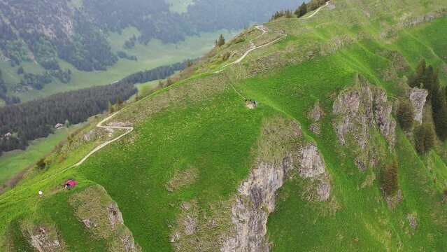 Drone fligth over Mountain Range Cliffs Rocks Ridges Landscape Alps Swiss Inspiring Nature Mountaineering Existential Thoughts Travel 4k.