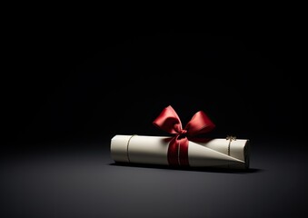 A minimalist composition featuring a single Christmas cracker against a plain background. The