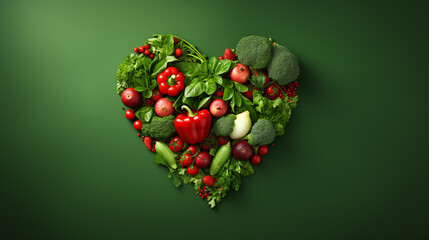 Heart shaped vegetables. Health food concept. 