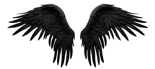Pair of black wings, cut out - obrazy, fototapety, plakaty
