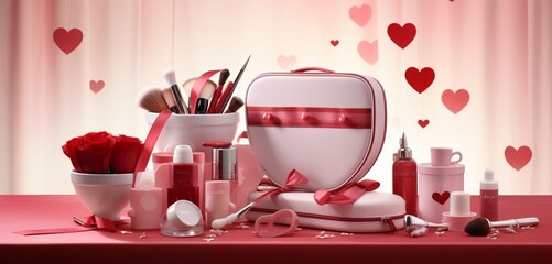 A captivating image featuring a gift box surrounded by trendy nail care tools, capturing the spirit...