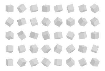 Set of cubes in different angles view isolated on white background. Vector illustration