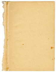 Altes vergilbtes Papier aus eine Buch herausgerissen Abreißkante