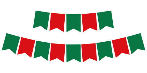 Fototapeta na wymiar Ilustración de banderines de navidad con texto de feliz navidad en fondo transparente