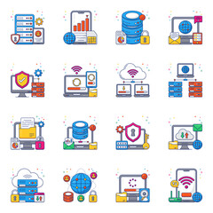 Pack of Dataserver Flat Icons 

