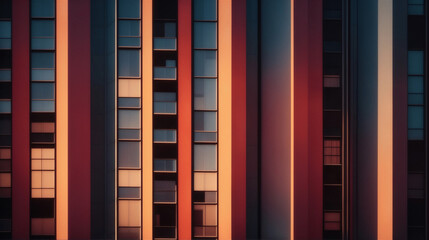 Discover urban elegance in this image featuring tall buildings. A geometric window arrangement. The dense cityscape and modern architectural structure create a captivating composition. Generated Ai