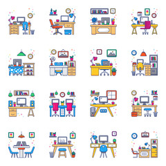 Pack of Workplace Flat Icons

