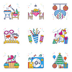 Pack of Party Celebration Flat Icons

