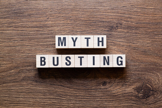 Myth busting - word concept on building blocks, text