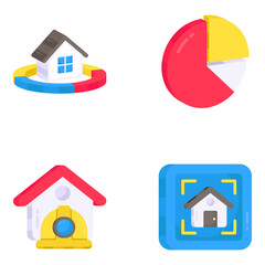 Pack of Estate and Landing Flat Icons

