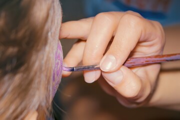 drawing on the face of child
