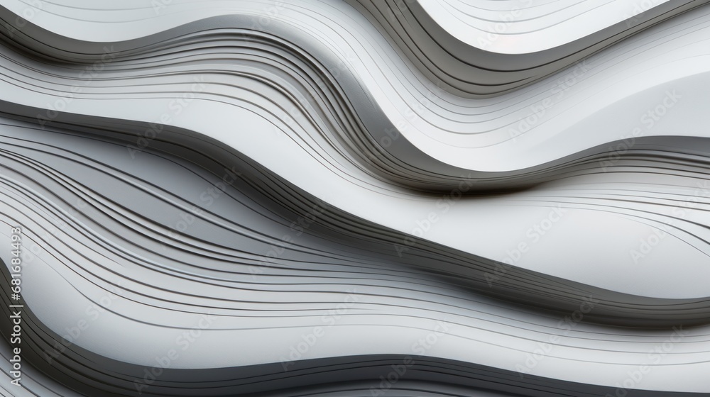 Poster  a close up of a wavy pattern on a white surface with a light reflection on the bottom part of the image.