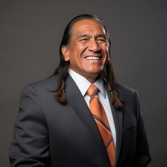 Professional Excellence Portrayed: Native American Businessman in Suit for Corporate Branding and Diversity Campaigns