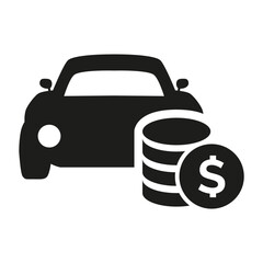 Car for sale icon on white background.