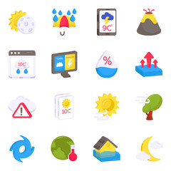 Pack of Weather Forecast Flat Icons 

