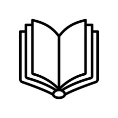 Book icon. Black linear book icon isolated on a white background. Education concept.