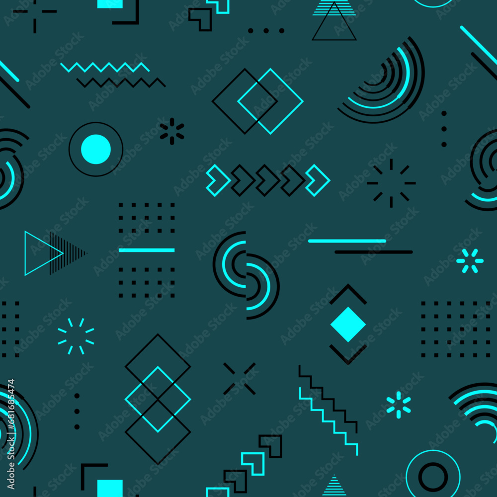 Aufkleber abstract geometric seamless pattern. repeating geometry background. memphis shape. repeated cool sch