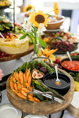 Fancy Vegetable Crudite Display with Dipping Oil, Appetizer Display, Hors d'oeuvres Display, Healthy Food, Carrots, Figs