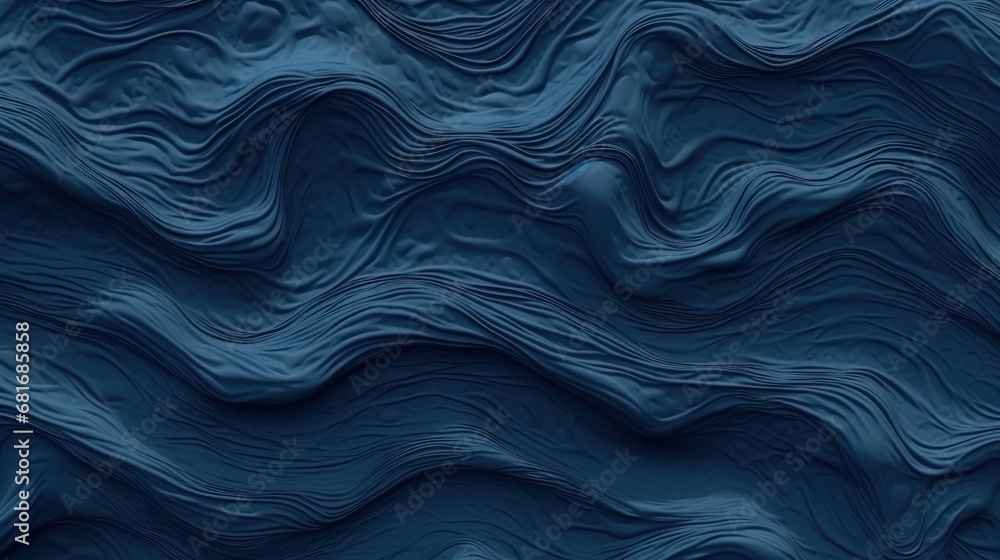 Poster a blue background with wavy lines and a wavy pattern on the bottom of the image is a dark blue backg