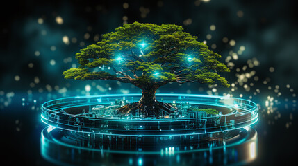 virtual build tree in blue lights