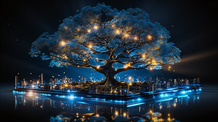 virtual build tree in blue lights