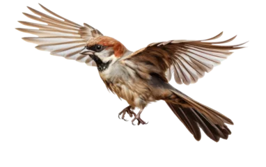 Raamstickers Urban Companions Life with Sparrows on a White or Clear Surface PNG Transparent Background © Usama