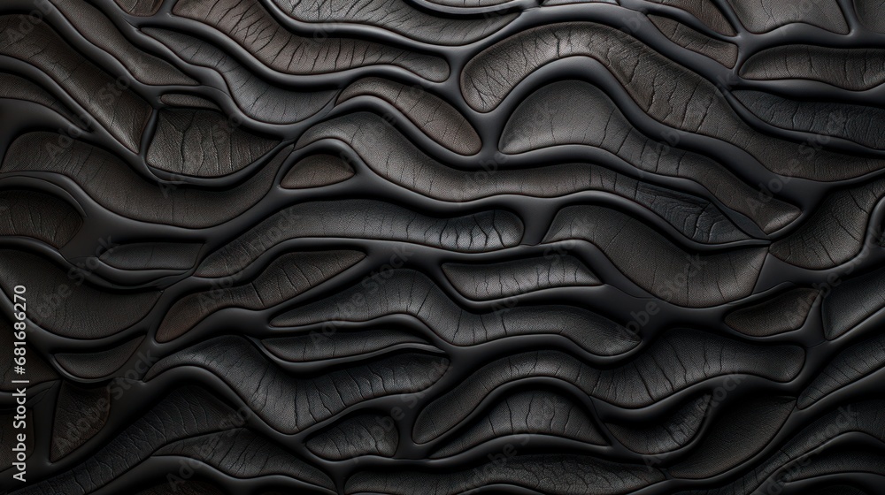Aufkleber a close up view of a black surface with wavy lines and a circular object in the middle of the image.