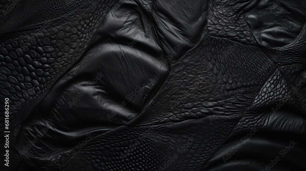 Poster a close up of a black leather material with a pattern of lines and dots on the surface of the materi