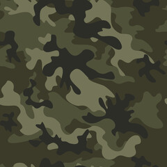 Fototapeta premium Seamless vector camouflage, army fabric texture, military print. Disguise.