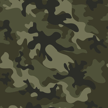 
Army camouflage seamless vector pattern, khaki texture, military print, trendy urban background. Disguise