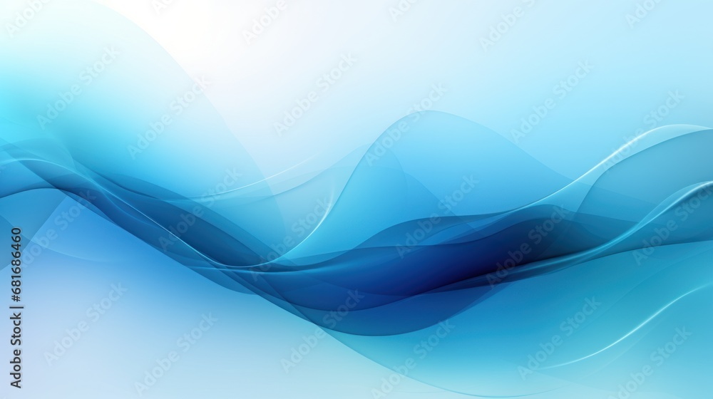 Aufkleber a blue and white abstract background with a wavy design on the left side of the image and a light bl