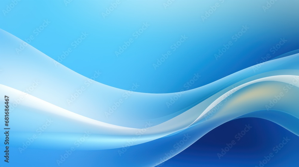 Poster a close up of a blue and white background with a curved wave on the left side of the image and a blu