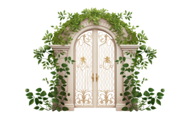 Enchanting Trellis Door for Tea Enthusiasts on a White or Clear Surface PNG Transparent Background