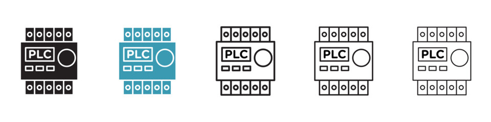 PLC vector icon set. PLC vector symbol for UI designs in black and white color. - obrazy, fototapety, plakaty
