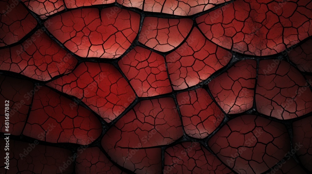 Poster a close up of a red and black background with a pattern of small pieces of red and black in the cent