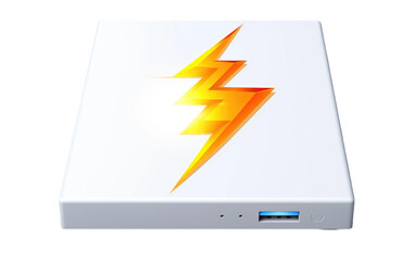 Superior Data Transfer Achieved with Thunderbolt on a White or Clear Surface PNG Transparent Background