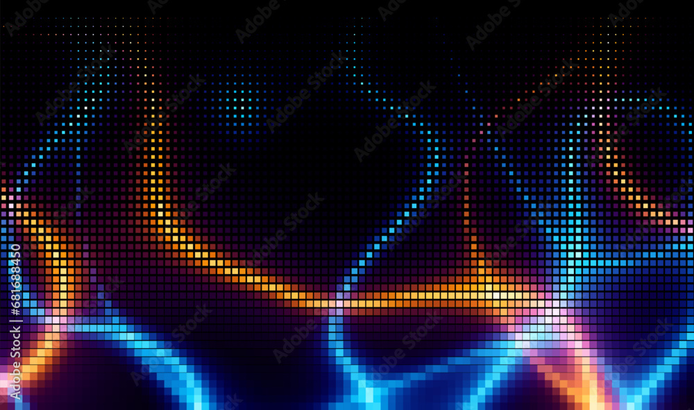 Poster pixilated abstract energy background. halftone effect. vector image.