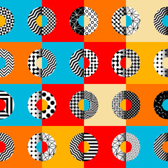 Geometric abstract pattern retro style. Seamless vector pattern.