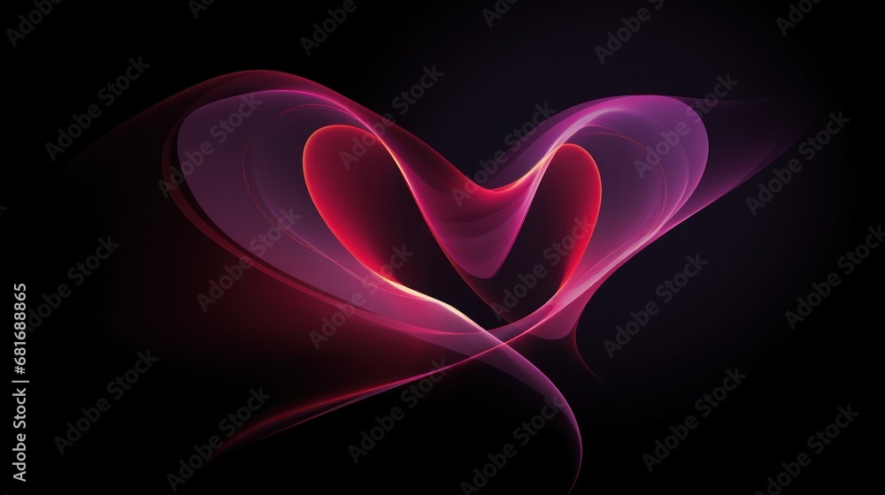 Poster a red and pink heart shaped object on a black background with a black background and a red and pink 