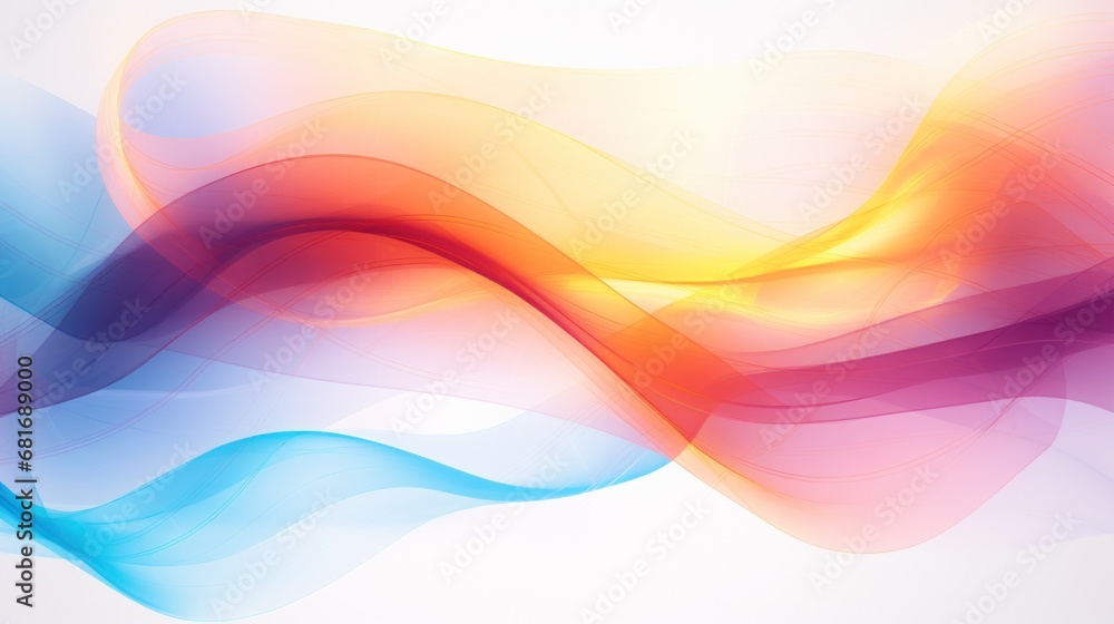 Poster a blue and orange abstract background with wavy lines on the left side of the image and an orange an