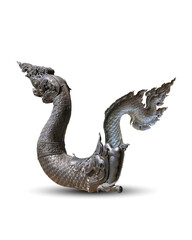 Thai style dragon statue isolated on white background with clipping path.