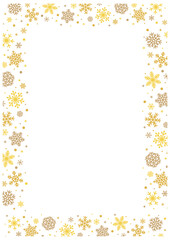 gold snow snowflake frame winter holiday season celebrate christmas sparkling beautiful luxury vector illustration graphic design banner border poster