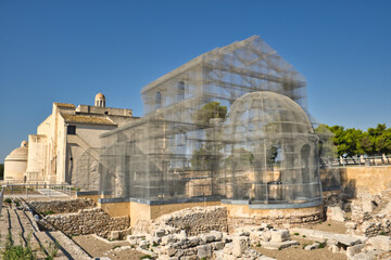 Church in Siponto near Manfredonia with the name Santa Maria di Siponto, reconstructed with wire...