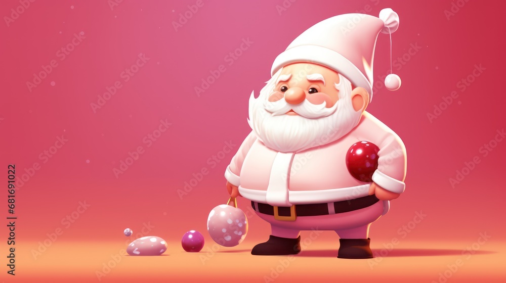 Poster a cartoon character with a beard and a white beard holding an object in one hand and a ball in the o