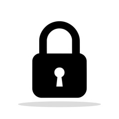 Padlock icon. Black padlock icon in flat style. Security concept.