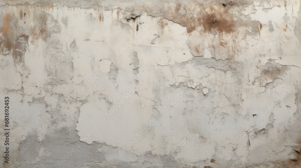 Aufkleber a wall with peeling paint on it and a clock on the side of the wall with a clock on it.